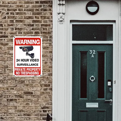 Miniatura 5 de Señal de Propiedad Privada Sin Intrusos Advertencia de Videovigilancia 24 Horas Aluminio 25x18 cm Uso en Exterior para Hogar, Patio y Negocio