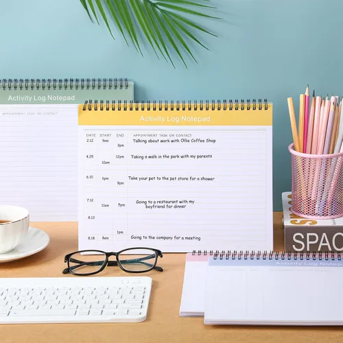 Miniatura 7 de Kisston 4 piezas de cuaderno de registro de actividades diario Libro de notas de actividades diarias 21.6 x 27.9 cm Lista de tareas diarias Cuaderno