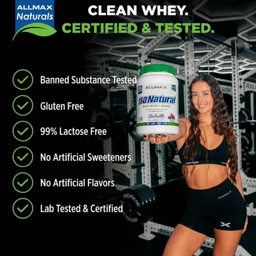 Miniatura 4 de ALLMAX ISONATURAL - Polvo aislado de proteína de suero de leche, 0.95 oz de proteína por cucharada, sin azúcar, cero grasa, 99% sin lactosa, sin