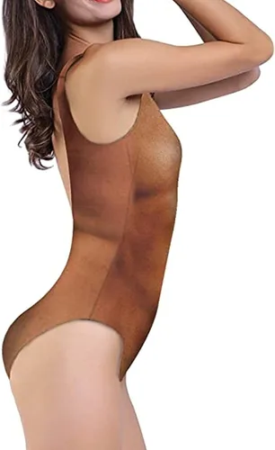 Miniatura 3 de yakyamgi Traje de baño de una pieza para mujer, sexy, de corte alto, con estampado de pelo en el pecho, divertido y favorecedor, traje de baño