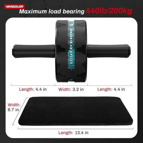 Miniatura 8 de VINSGUIR Ab Roller Wheel, Abs & Core Workout Equipment for Home Gym with Knee Pad Accessories, Abdominal Wheel for Full-body Strength Training Lago