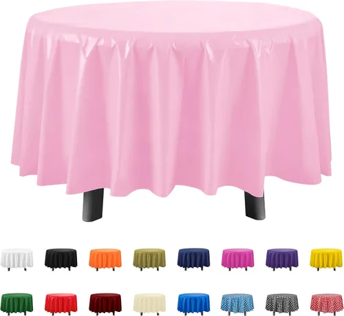 Miniatura 18 de Eleclassi Negro Paquete de 12 Manteles Redondos de Plástico Desechables Premium - Manteles de Mesa de Plástico Redondos de 84 Pulgadas para Fiestas