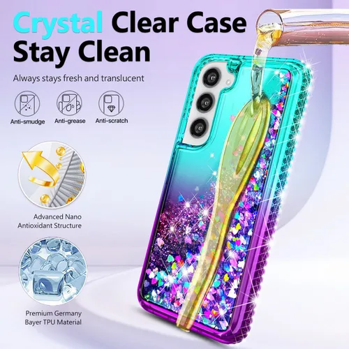 Miniatura 4 de NGB - Funda diseñada para Samsung Galaxy S22+ Plus, aqua/morado, bonita funda con purpurina líquida brillante para mujeres, niñas y niños, con Agua