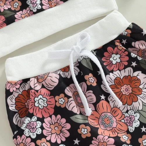 Miniatura 46 de Mandizy Conjunto de ropa de bebé niña otoño 3 6 9 12 18 24 meses sudadera de manga larga y pantalones con estampado floral y diadema