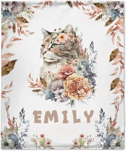 Manta personalizada para bebé, manta de gato con nombre, manta personalizada de franela suave para bebés, regalo de cumpleaños, 30 x 40 pulgadas,