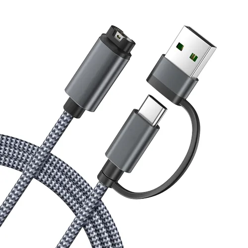 Miniatura 9 de Itramax Cable de carga USB C 2 en 1 para Garmin Watch de 4 pies, cable de alimentación de carga USB para Garmin Fenix 8 E 7 7X 7S 6 Solar