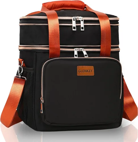 Miniatura 18 de GLENKEY - Lonchera aislada expandible, bolsa de almuerzo grande con doble compartimento, ligera, bolsa de mano impermeable, refrigerador