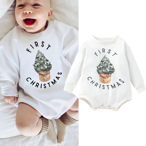 Miniatura 2 de FYBITBO Traje de Navidad para bebé niña y niño sudadera con cuello redondo manga larga suéter retro ropa de otoño