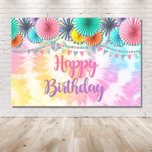 Miniatura 6 de MEHOFOND Telón de fondo de fotos de cumpleaños con diseño de teñido anudado, decoración de fiesta mexicana para niñas, decoración de fiesta