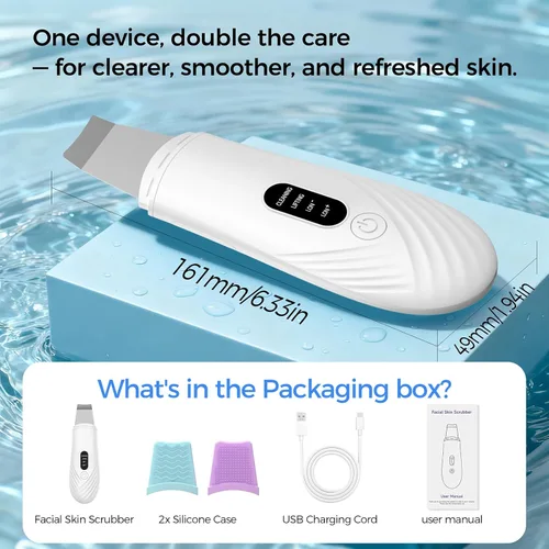 Miniatura 7 de Espátula facial para exfoliar la piel, herramienta removedor de puntos negros para limpieza profunda facial, limpiador de poros con 4 modos, Blanco