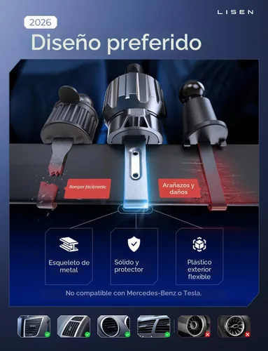 Miniatura 7 de LISEN Cargador de Coche MagSafe de 15W, [Carga Estable y Rápida] Cargador Magnético Inalámbrico para Coche, Cargador de Soporte Telefónico
