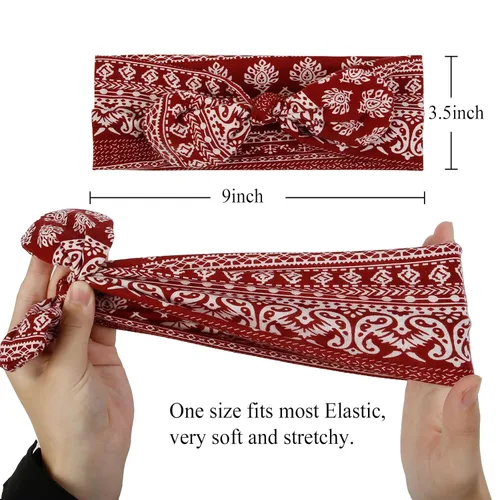 Miniatura 3 de Huachi Paquete de 12 diademas con lazo para mujer, diademas anudadas, orejas de conejo, turbante elástico, diadema de moda, accesorios
