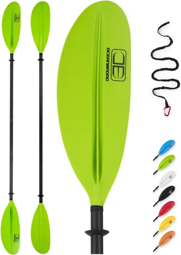 Miniatura 15 de OCEANBROAD Adjustable Carbon Fiber Kayak Paddle 86in/220cm to 94in/240cm Kayaking Oar for Adults with Paddle Leash 1 Paddle Azul