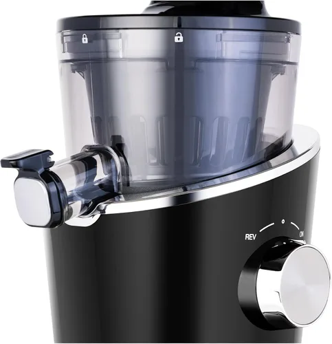 Miniatura 4 de Sana 848 Exprimidor vertical fácil de limpiar, baja velocidad, 43 RPM, silencioso, zanahorias, apio, hierba de trigo (negro mate)