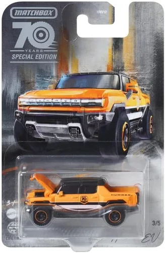 Miniatura 2 de Matchbox Moving Parts - Vehículo fundido a presión de 70 años de edición especial, HMV12 ~ Inspirado en 2022 Hummer EV ~ 3/5 naranja y negro