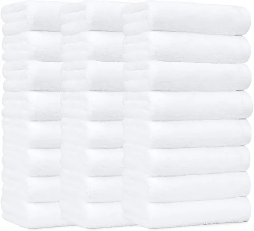 Amazon Basics Toallas de mano de algodón suave y grueso, 16 x 26 pulgadas, color blanco, paquete de 24