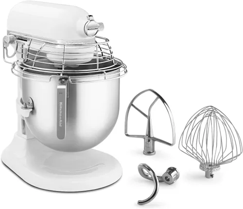 Miniatura 3 de KitchenAid Serie Comercial 8 cuartos Mezclador de pie con protección de tazón de acero inoxidable - KSMC895 Blanco