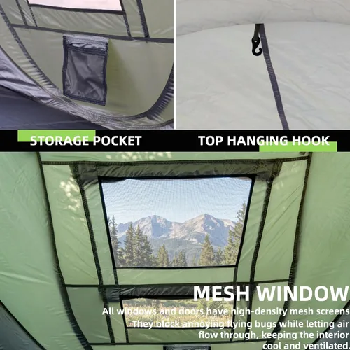 Miniatura 7 de Hewolf Tienda de campaña desplegable para 2/4 personas, fácil instalación instantánea, impermeable, tienda familiar automática para camping