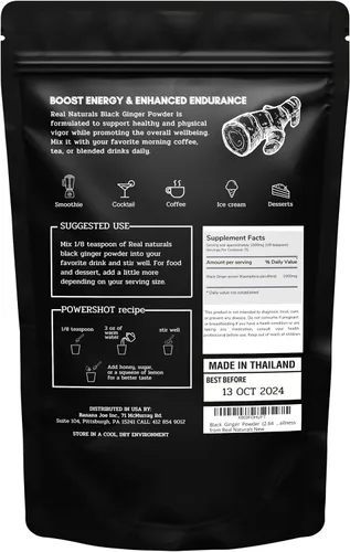Miniatura 7 de Polvo de jengibre negro (2.64 onzas) kaempferia parviflora de Real Naturals. Promueve la energía y la resistencia