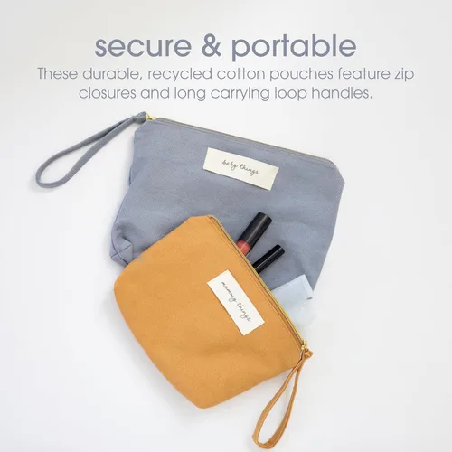 Miniatura 6 de Pearhead Mom Things and Baby Things - Juego de 2 bolsas de pañales esenciales para almacenamiento de pañales, bolsas neutras para cosméticos y Juego