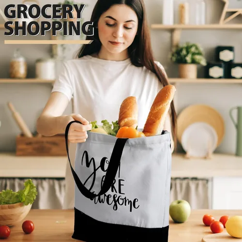 Miniatura 20 de Silkfly 32 piezas inspiradoras bolsa de lona con cremallera reutilizable motivacional bolsa de maquillaje conjunto para mujeres, amigas compañeras