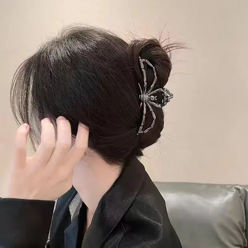 Miniatura 9 de Pinzas para el cabello grandes y realistas de metal negro con garra de araña, agarre fuerte, antideslizantes, accesorios para el cabello grueso