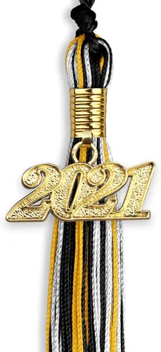 Miniatura 2 de Endea Graduation Borla mixta de triple color con gota de fecha dorada (negro/dorado/blanco, 2021)