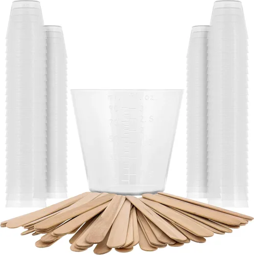 Miniatura 9 de Pouring Masters Vasos medidores de líquido de 2 oz (60 ml) - Vaso graduado de plástico (paquete de 100) con 25 varillas - Tazas de mezcla