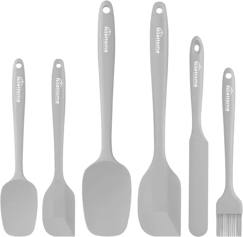Miniatura 9 de NileHome Juego de espátulas de silicona, 5 utensilios de cocina de grado alimenticio con cepillo de silicona, resistente al calor hasta 600 °F