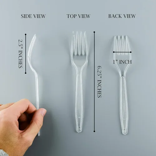 Miniatura 2 de Plasticpro Tenedores de plástico transparente, cubiertos desechables de peso medio, 300