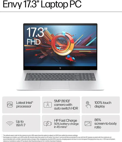 Miniatura 3 de HP Envy - Laptop con pantalla táctil para empresas, pantalla antirreflejos FHD de 17.3 pulgadas, Intel de 16 núcleos Ultra 7 155H (hasta 4.8 GHz)