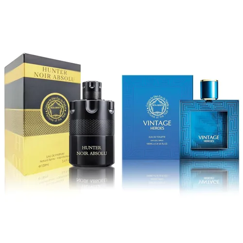 Miniatura 18 de Set de regalo de perfume para hombre, EDP, paquete de 2 (3.4 oz / 3.4 fl oz cada uno), Amazing Code Gold, AQUA DE EP BLUE, ámbar picante y azul