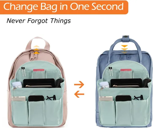 Miniatura 6 de Surblue Organizador de mochila con forro de inserción para colgar mochila de viaje y bolsillo de inserción, divisor de alta capacidad, organizador