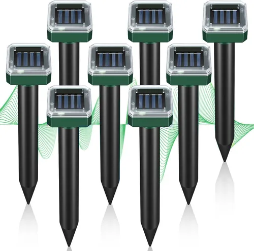 Mole Repellent Solar Powered, Outdoor Yard and Garden Ultrasonic Repeller, Get Rid of Moles Gopher Vole Groundhog Snake Chipmunk, Waterproof Sonic