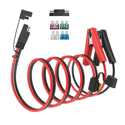 Miniatura 12 de ELFCULB Cable de extensión de conectores de batería SAE de 3.3 pies 10 AWG con 5 fusibles compatible con cargador de batería de generador solar, SAE