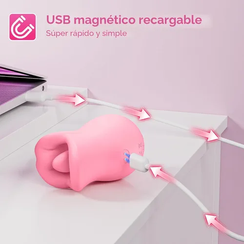 Miniatura 6 de Juguetes sexuales para adultos, vibrador para mujeres, estimulador de clítoris, lengua y boca de 3 en 1 de silicona, juguete sexual de rosa con 10