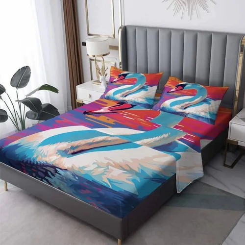 Miniatura 10 de Swan Sheets - Juego de sábanas de tamaño individual, sábanas de microfibra suave y bolsillo profundo, sábanas y fundas de almohada estampadas sin