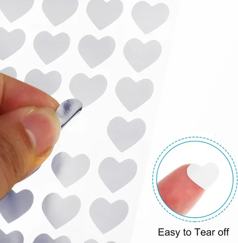 Miniatura 3 de PATIKIL 1800 calcomanías de corazón de recompensa, 30 hojas de papel de aluminio brillante autoadhesivas coloridas para gráficos, aula, fiesta, Plata