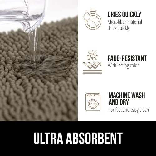 Miniatura 89 de Gorilla Grip - Tapete de baño de felpilla gruesa, suave y absorbente, secado rápido, de microfibra, con reverso de caucho, para piso de ducha, Nube