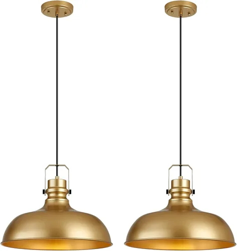 Miniatura 15 de Luces Colgantes de Granja de Níquel Cepillado Iluminación Colgante Mate para Isla de Cocina Industrial Altura Ajustable Vintage Luminarias Colgantes