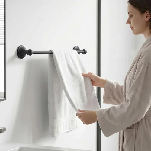 Miniatura 9 de Juego de toallas de baño de 24 pulgadas para montar en la pared, juego de 4 piezas de acero inoxidable duradero con toallero, anillo para toallas