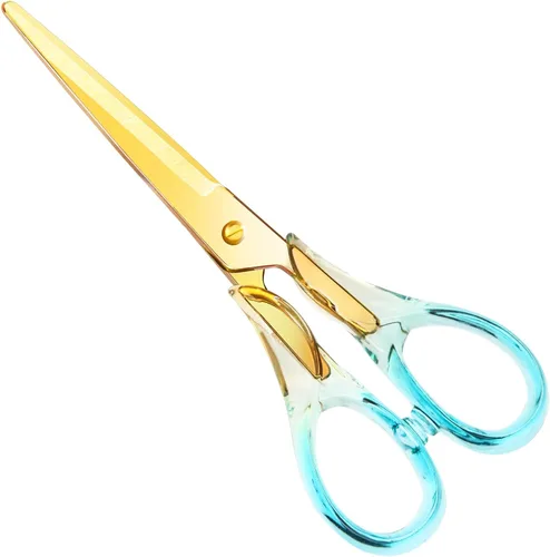 Miniatura 13 de Tijeras pequeñas multiusos de 6.3 pulgadas, hoja de acero inoxidable con mango acrílico, tijeras de manualidades para oficina, escuela, hogar, tela