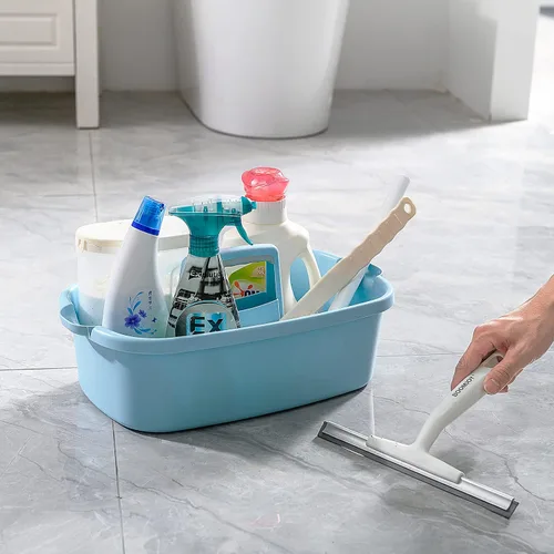 Miniatura 5 de Goderewild Organizador de limpieza de plástico multiusos con asa, organizador de ducha, cesta de almacenamiento, bolsas portátiles para suministros