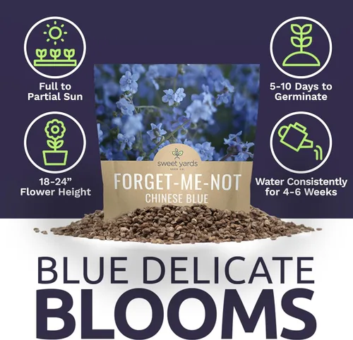 Miniatura 6 de Chinese Forget Me Not Wildflower Seeds - Paquete a granel de 1 onza - Más de 5,500 semillas polinizadas abiertas - Blue Cynoglossum amabile