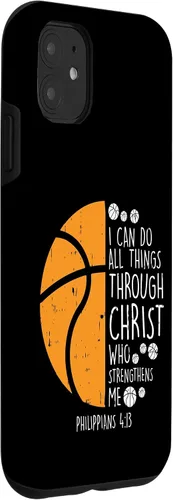 Miniatura 3 de iPhone 11 Baloncesto I can do things Biblia Verso Dios Jesús estuche de regalo