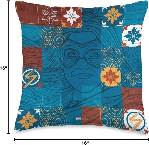 Miniatura 4 de Marvel Ms Kamala Khan - Almohada de patchwork, 16 x 16 pulgadas, multicolor