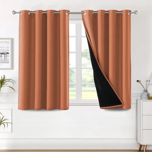 Miniatura 26 de H.VERSAILTEX Paneles de cortina 100% opacas de 45 pulgadas de largo, con aislamiento térmico, cortinas opacas con forro para dormitorio, dos capas