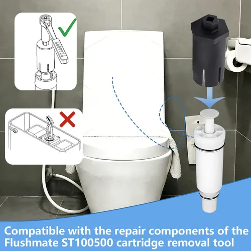 Miniatura 3 de ST100500 Llave de cartucho para Flushmate, extracción y ajuste de cartuchos - Compatible con 501A, 501B, 503 503H, 503UH, 504 Series, con 0.75 a 1.6
