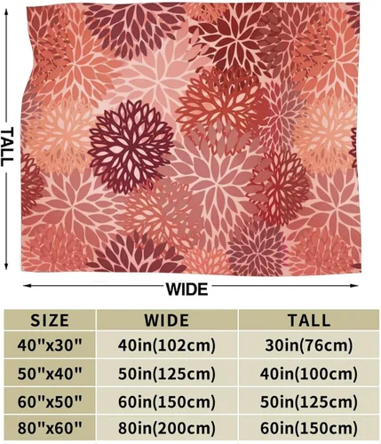 Miniatura 2 de Perinsto Manta floral de crisantemo rojo y rosa, ultra suave y cálida para todas las estaciones, manta decorativa de vellón para cama, silla