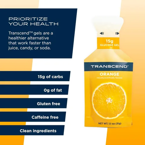 Miniatura 4 de Transcend Foods Gel de naranja (1.1 onzas, paquete de 10) gel de carbohidratos de acción rápida sabor naranja, sin cafeína, sin gluten